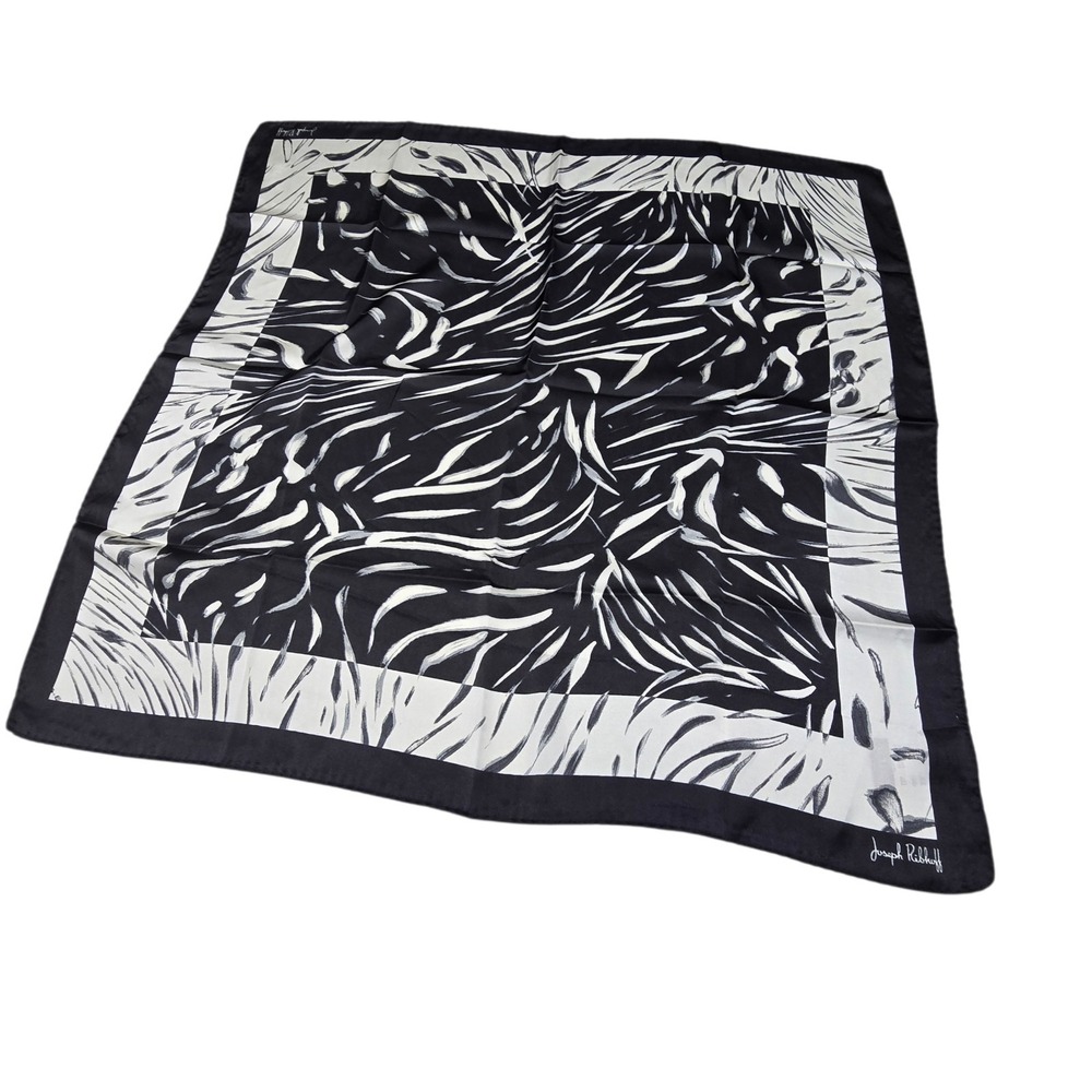 Joseph‎ Ribkoff Abstract Geometric Square Scarf 26" Black White Classic Office